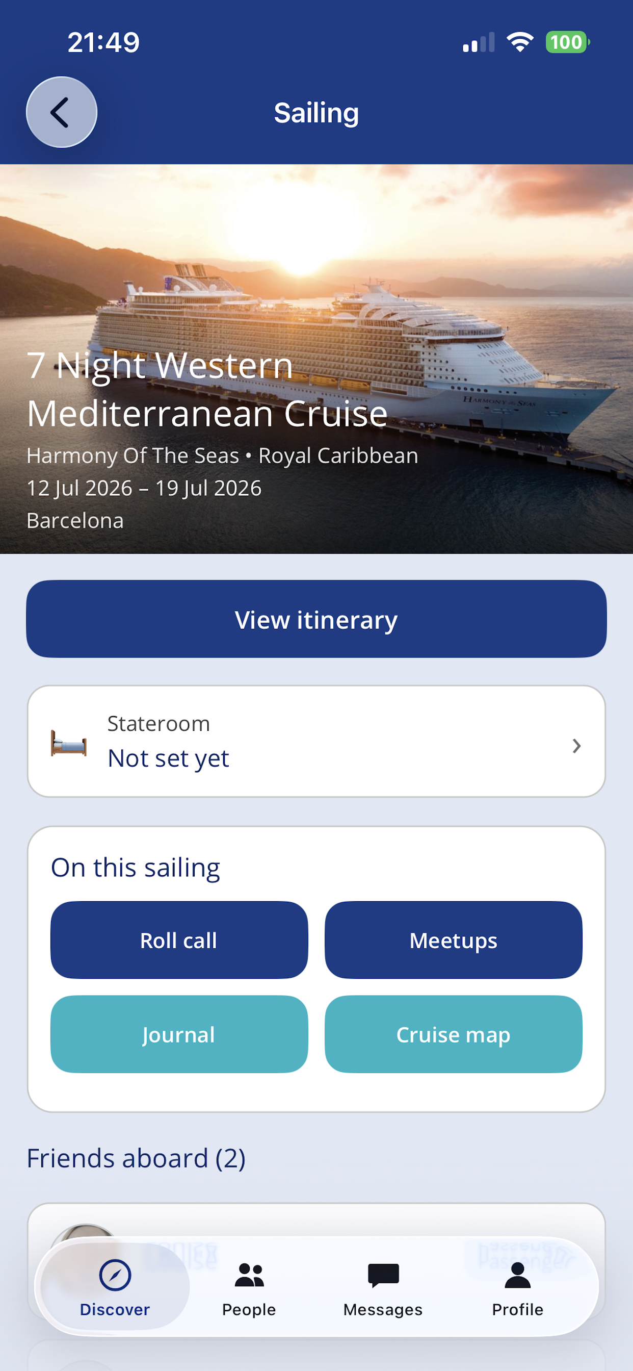 Sailing detail screen