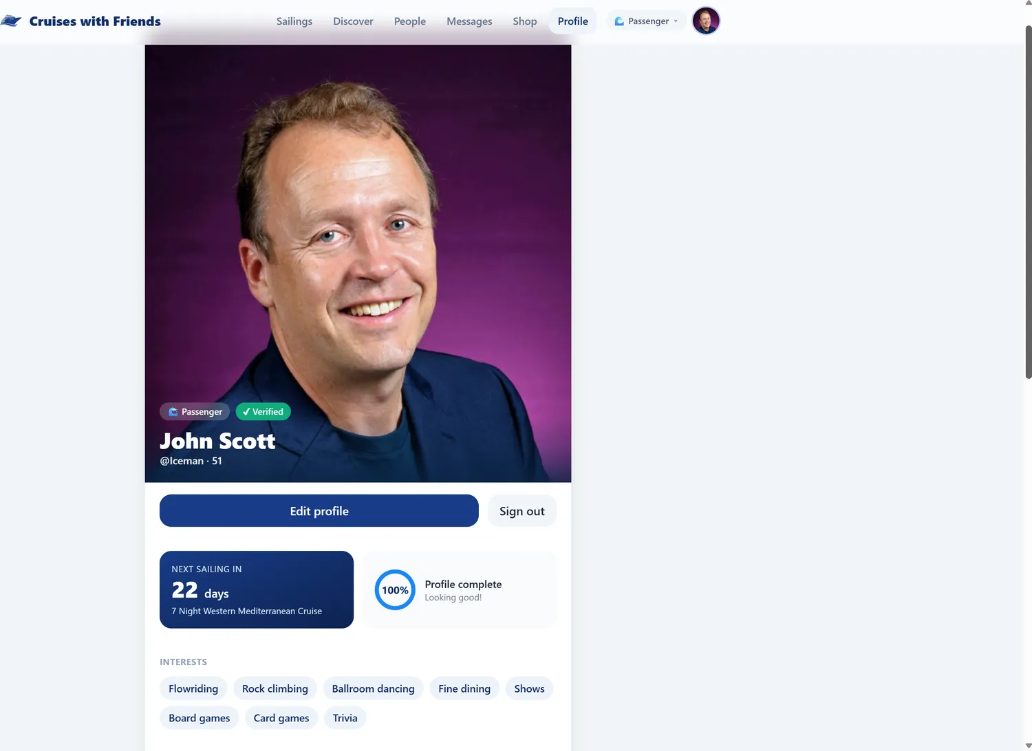 An entertainer profile cruisers can discover in the web portal
